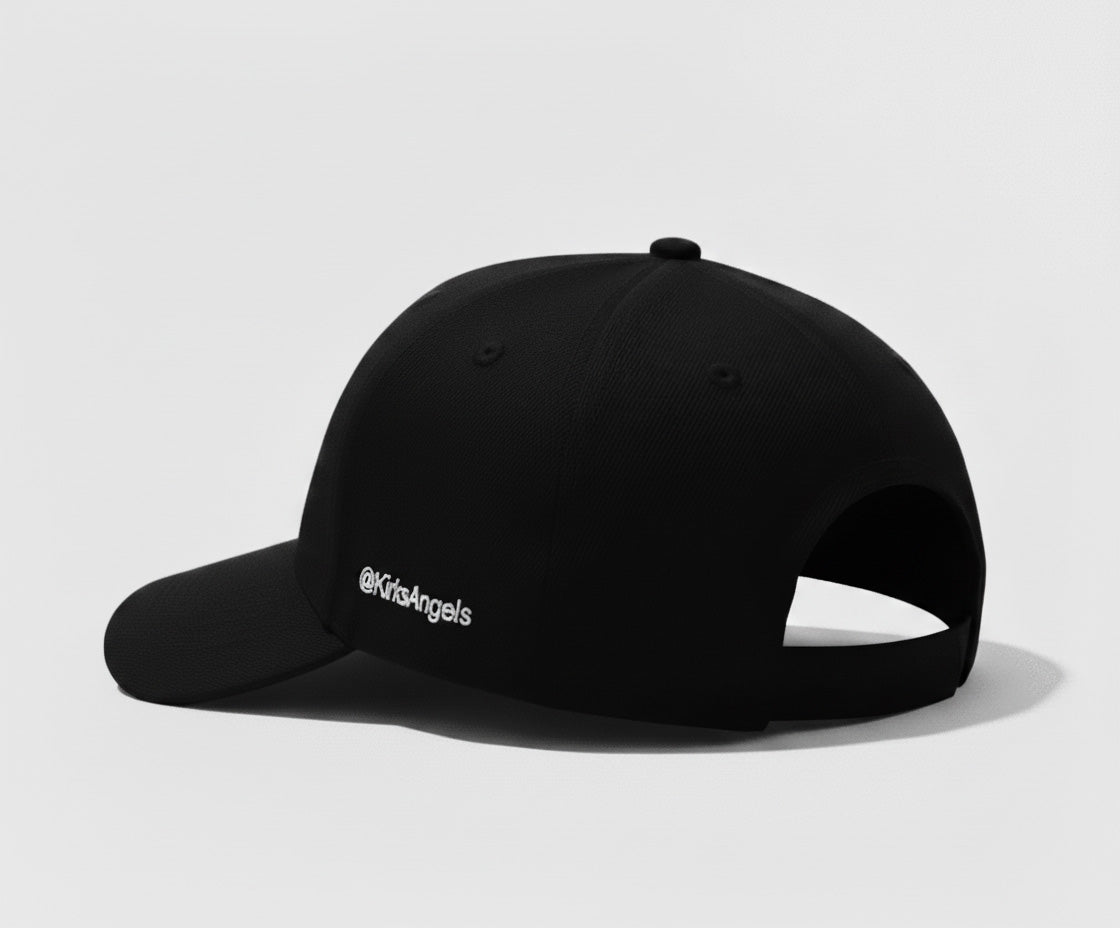 Charlie Wings Baseball Cap - Black Embroidered Filled Logo Hat | Kirk's Angels Official