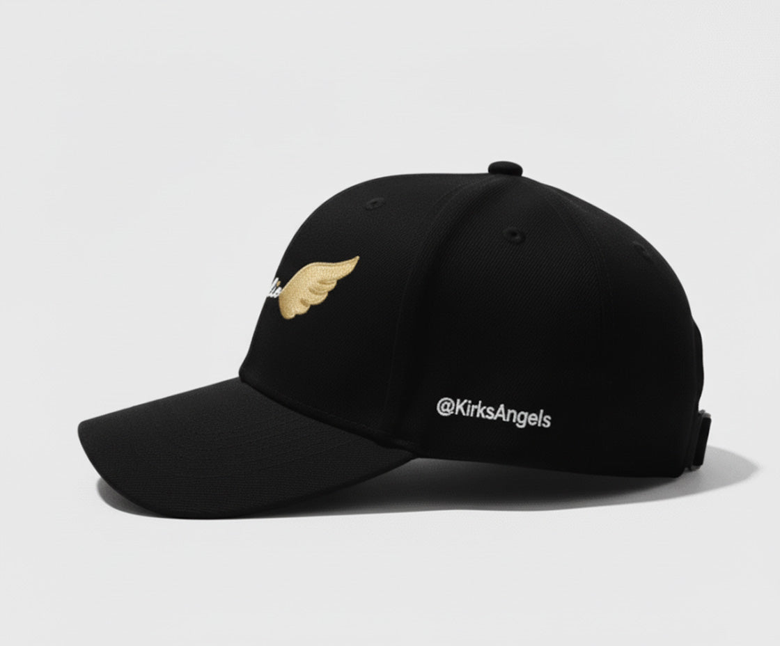 Charlie Wings Baseball Cap - Black Embroidered Filled Logo Hat | Kirk's Angels Official