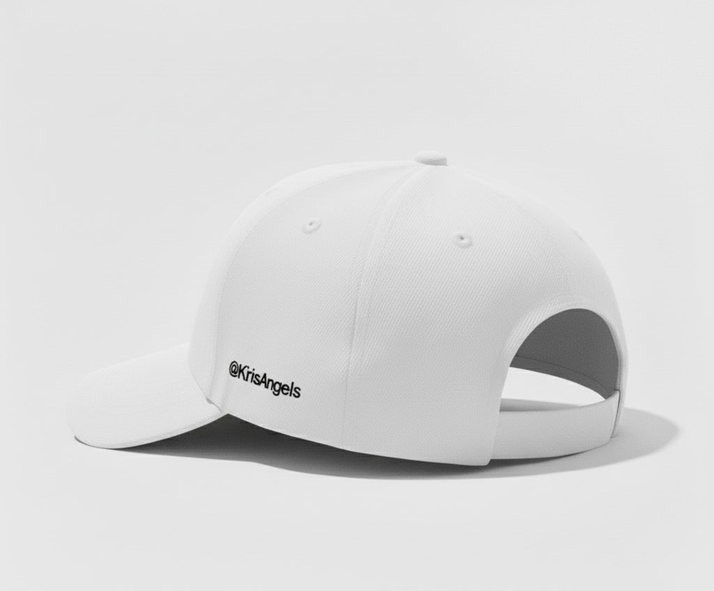 Charlie Wings Outline Baseball Cap - White Embroidered Hat | Kirk's Angels Official